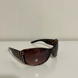 Tortoise Shell Sunglasses with Rhinestone Accents